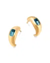 Bloomingdale's Fine Collection Swiss Blue Topaz Bold Gold J-hoop Earrings In 14k Yellow Gold In Blue/gold