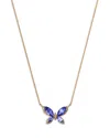 Bloomingdale's Fine Collection Tanzanite & Diamond Butterfly Necklace In 14k Yellow Gold, 18 In Blue/gold