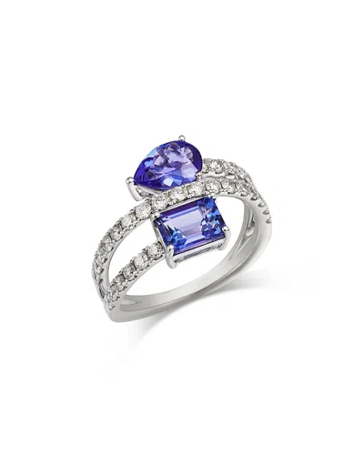 Bloomingdale's Fine Collection Tanzanite & Diamond Bypass Ring In 14k White Gold