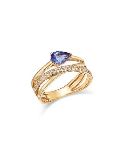 Bloomingdale's Fine Collection Tanzanite & Diamond Crossover Statement Ring In 14k Yellow Gold In Purple/gold