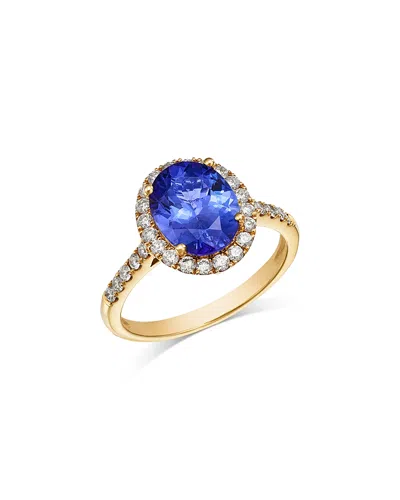 Bloomingdale's Fine Collection Tanzanite & Diamond Halo Ring In 14k Yellow Gold