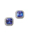 Bloomingdale's Fine Collection Tanzanite & Diamond Halo Stud Earrings In 14k White Gold In White/blue