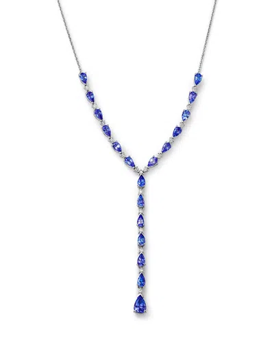 Bloomingdale's Fine Collection Tanzanite & Diamond Lariat Necklace In 14k White Gold In Blue
