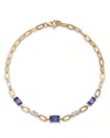 Bloomingdale's Fine Collection Tanzanite & Diamond Square Link Bracelet In 14k Yellow Gold In Gold