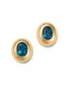 Bloomingdale's Fine Collection Topaz Oval Stud Earrings In 14k Yellow Gold In Blue/gold