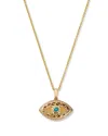 Bloomingdale's Fine Collection Turquoise & Diamond Evil Eye Pendant Necklace In 14k Yellow Gold, 18 In Gold