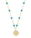 Bloomingdale's Fine Collection Turquoise Bead Disc Pendant Necklace In 14k Yellow Gold, 18 In Blue