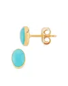 Bloomingdale's Fine Collection Turquoise Cabochon Oval Stud Earrings In 14k Yellow Gold In Blue