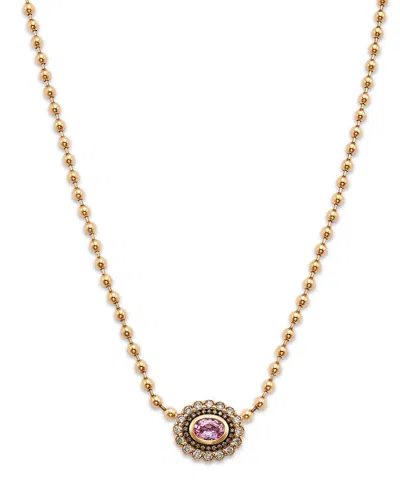 Bloomingdale's Fine Collection White & Brown Diamond & Pink Sapphire Pendant Necklace In 14k Yellow Gold, 17.75