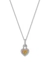 Bloomingdale's Fine Collection White & Yellow Diamond Heart Pendant Necklace In 14k White & Yellow Gold, 0.55 Tcw In Silver