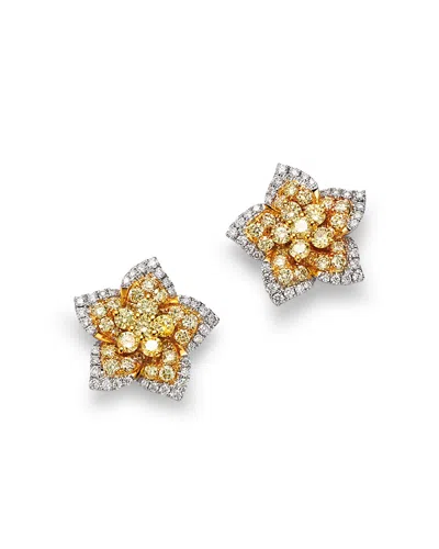 Bloomingdale's Fine Collection White & Yellow Star Stud Earrings In 14k White & Yellow Gold, 1.79 Ct. T. W. In Yellow/white