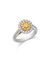 Bloomingdale's Fine Collection Yellow & White Diamond Oval Halo Ring In 18k Yellow & White Gold, 0.95 Ct. T. W. In White/yellow