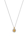 Bloomingdale's Fine Collection Yellow & White Diamond Pear Halo Pendant Necklace In 18k Yellow & White Gold, 0.74 Ct. T. W.