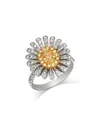 Bloomingdale's Fine Collection Yellow & White Gold Diamond Flower Statement Ring In 18k Yellow & White Gold, 1.50 Ct. T. W. In Yellow/white