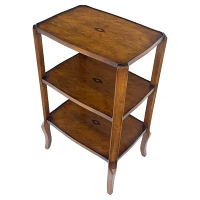 Pre-owned Bloomingdale's Fine Italian Inlaid 3 Tier Stand Side End Table Mini Etagere Stunning Mint In Brown