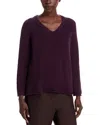 Bloomingdale's Fringed Cotton V Neck Sweater In Purple