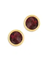 Bloomingdale's Bloomingdales Garnet Bezel Set Stud Earrings In 14k Yellow Gold - Exclusive In Red/gold