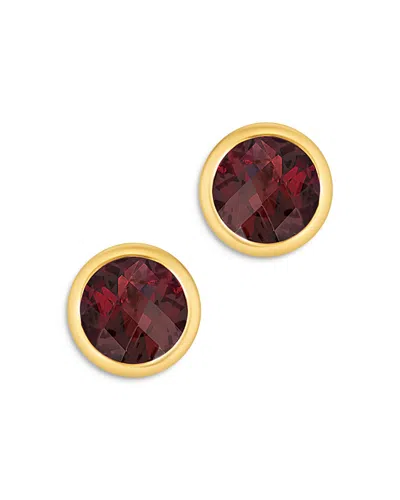 Bloomingdale's Bloomingdales Garnet Bezel Set Stud Earrings In 14k Yellow Gold - Exclusive In Red/gold