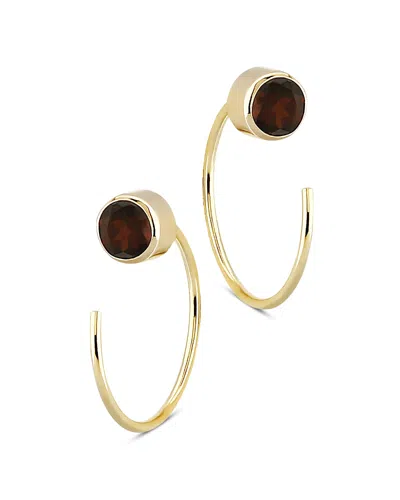 Bloomingdale's Garnet Stud And Front Back Hoop Earrings In 14k Yellow Gold - Exclusive In Red/gold