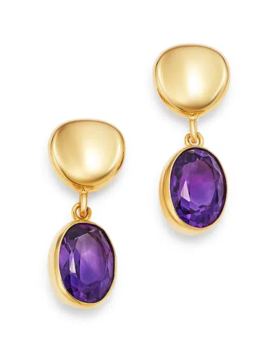 Bloomingdale's Gemstone Oval Drop Earrings In 14k Yellow Gold - Exclusive In Purple/gold