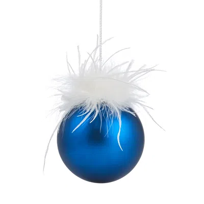 Bloomingdale's Glass And Feather Blue Ball Ornament - Exclusive