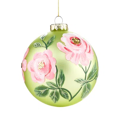 Bloomingdale's Glass Floral Ball Ornament - Exclusive In Green