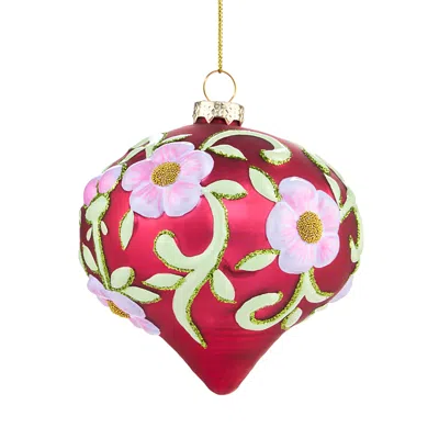 Bloomingdale's Glass Floral Onion Ball Ornament - Exclusive In Red