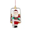 Bloomingdale's Glass Ski Lift Santa Ornament In Multi