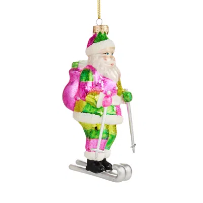Bloomingdale's Glass Skiing Santa Ornament - Exclusive In Multi