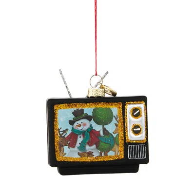 Bloomingdale's Glass Vintage Tv Ornament In Black