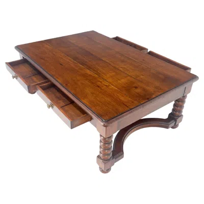 Pre-owned Bloomingdale's Heavy Large 30x54 Spanish Colonial Solid Mahogany Italian Coffee Table W/ Drawer In Brown