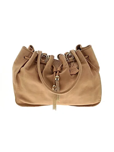Pre-owned Bloomingdale's Leather Bucket Bag In Tan