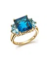Bloomingdale's London And Sky Blue Topaz Statement Ring In 14k Yellow Gold - Exclusive In Blue/gold