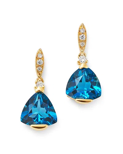 Bloomingdale's London Blue Topaz & Diamond-accent Earrings In 14k Yellow Gold - Exclusive In Blue/gold