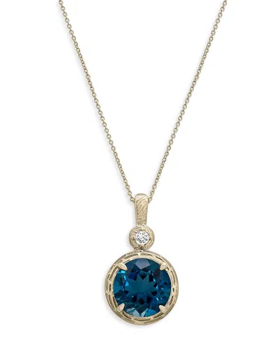 Bloomingdale's London Blue Topaz & Diamond Accent Pendant Necklace In 14k Yellow Gold, 18 - Exclusive In Blue/gold
