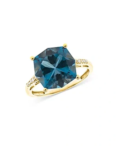 Bloomingdale's London Blue Topaz & Diamond Statement Ring In 14k Yellow Gold - Exclusive In Blue/gold