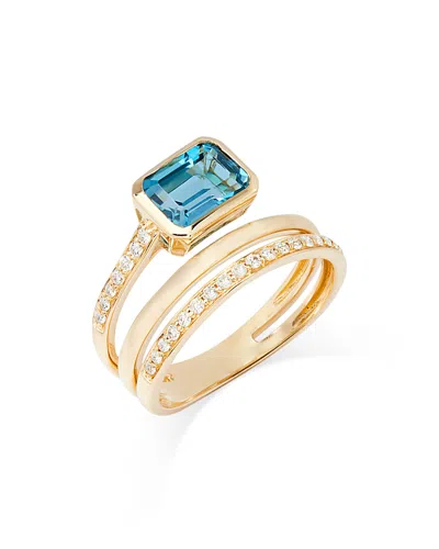 Bloomingdale's London Blue Topaz & Diamond Wrap Ring In 14k Yellow Gold In Blue/gold