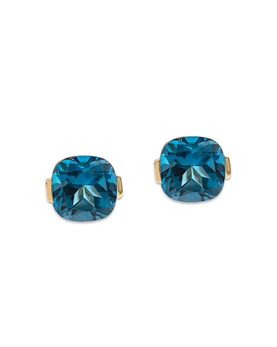 Bloomingdale's London Blue Topaz Cushion Cut Stud Earrings In 14k Yellow Gold - Exclusive In Blue/gold