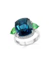 Bloomingdale's London Blue Topaz, Tsavorite & Diamond Ring In 14k White Gold - Exclusive In White Gold
