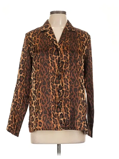 Pre-owned Bloomingdale's Long Sleeve Blouse In Brown
