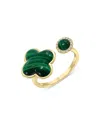 Bloomingdale's Malachite & Diamond Accent Open Ring In 14k Yellow Gold - Exclusive In Green/gold