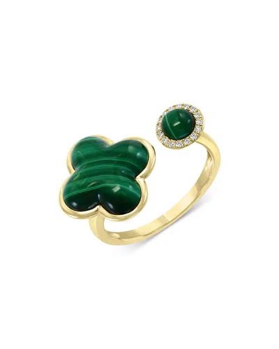 Bloomingdale's Malachite & Diamond Accent Open Ring In 14k Yellow Gold - Exclusive In Green/gold
