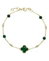 Bloomingdale's Malachite & Diamond Chain Bracelet In 14k Yellow Gold - Exclusive In Green/gold