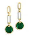 Bloomingdale's Malachite & Diamond Paperclip Link Drop Earrings In 14k Yellow Gold - Exclusive In Green/gold