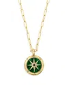 Bloomingdale's Malachite & Diamond Starburst Pendant Necklace In 14k Yellow Gold, 16-18 - Exclusive In Green/gold