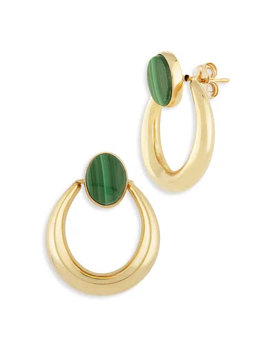 Bloomingdale's Malachite Hoop Earrings In 14k Yellow Gold - Exclusive In Green/gold