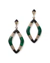 Bloomingdale's Malachite, Onyx & Diamond Drop Earrings In 14k Yellow Gold - Exclusive In Green/black
