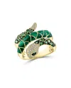 Bloomingdale's Malachite, Tsavorite & Multicolor Diamond Snake Ring In 14k Yellow Gold - Exclusive In Yellow Gold