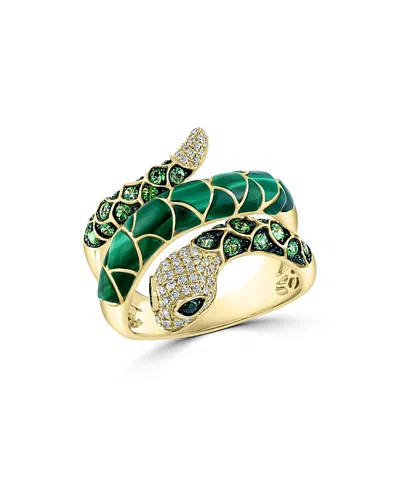 Bloomingdale's Malachite, Tsavorite & Multicolor Diamond Snake Ring In 14k Yellow Gold - Exclusive