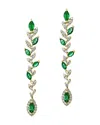 Bloomingdale's Marquise Emerald & Diamond Drop Earrings In 14k Yellow Gold - Exclusive In Green/gold